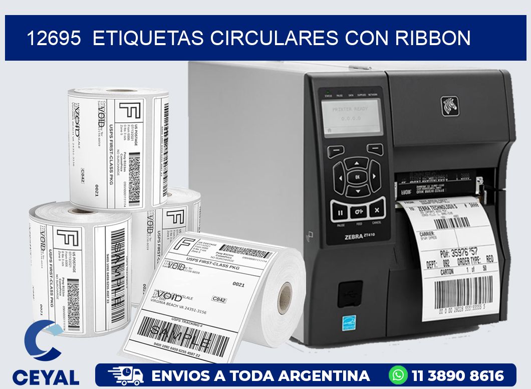 12695  ETIQUETAS CIRCULARES CON RIBBON