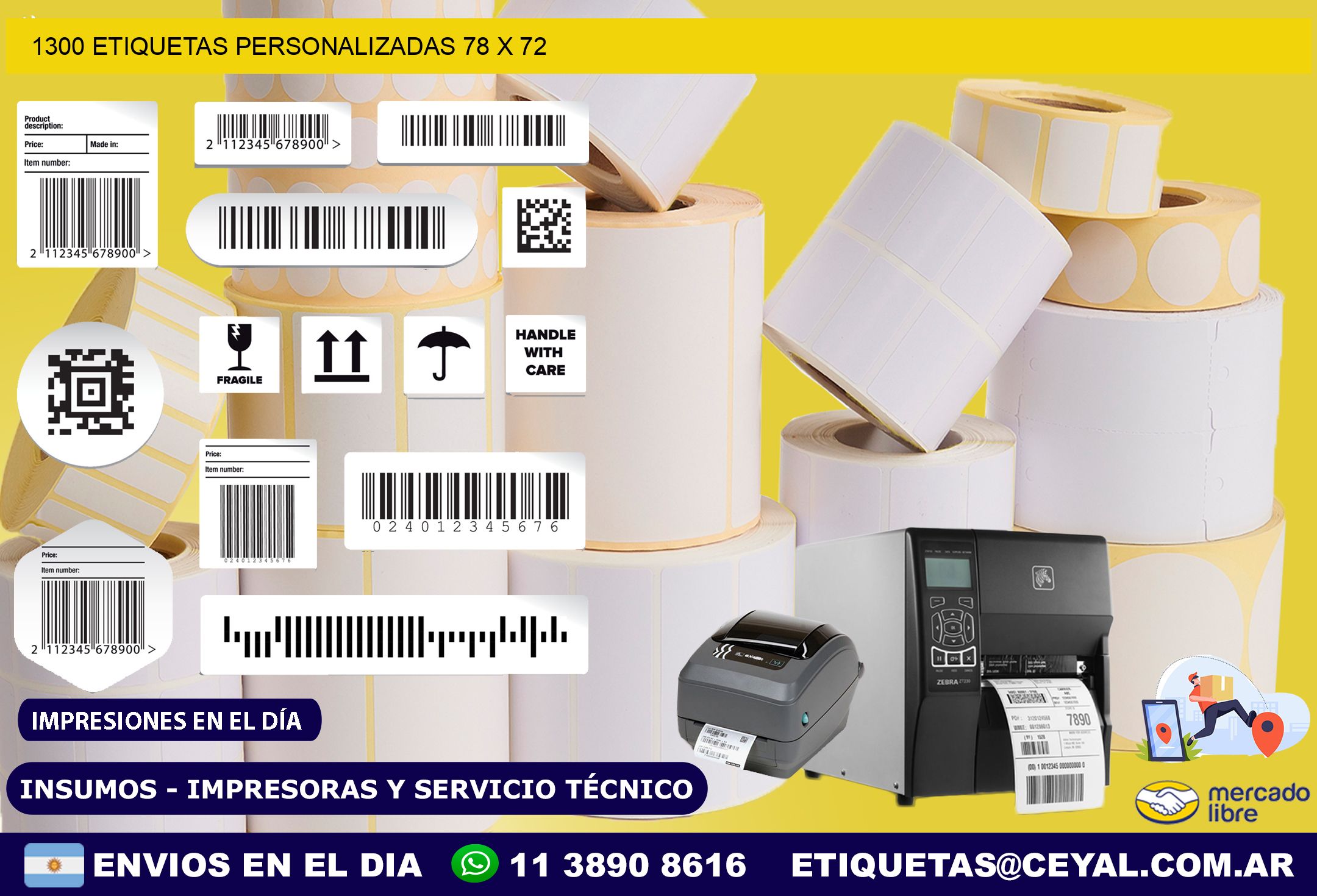 1300 ETIQUETAS PERSONALIZADAS 78 x 72