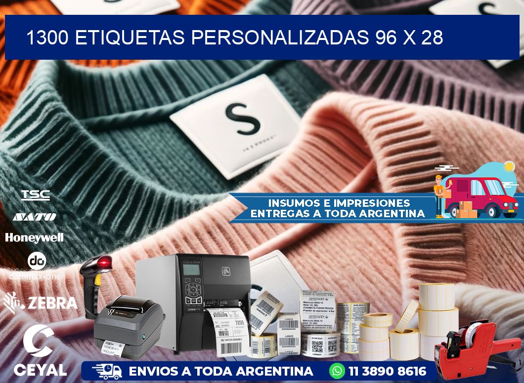 1300 ETIQUETAS PERSONALIZADAS 96 x 28