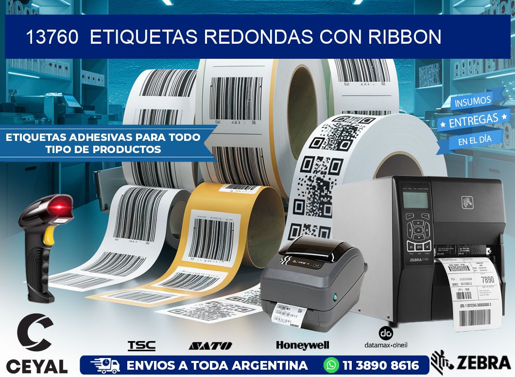 13760  ETIQUETAS REDONDAS CON RIBBON