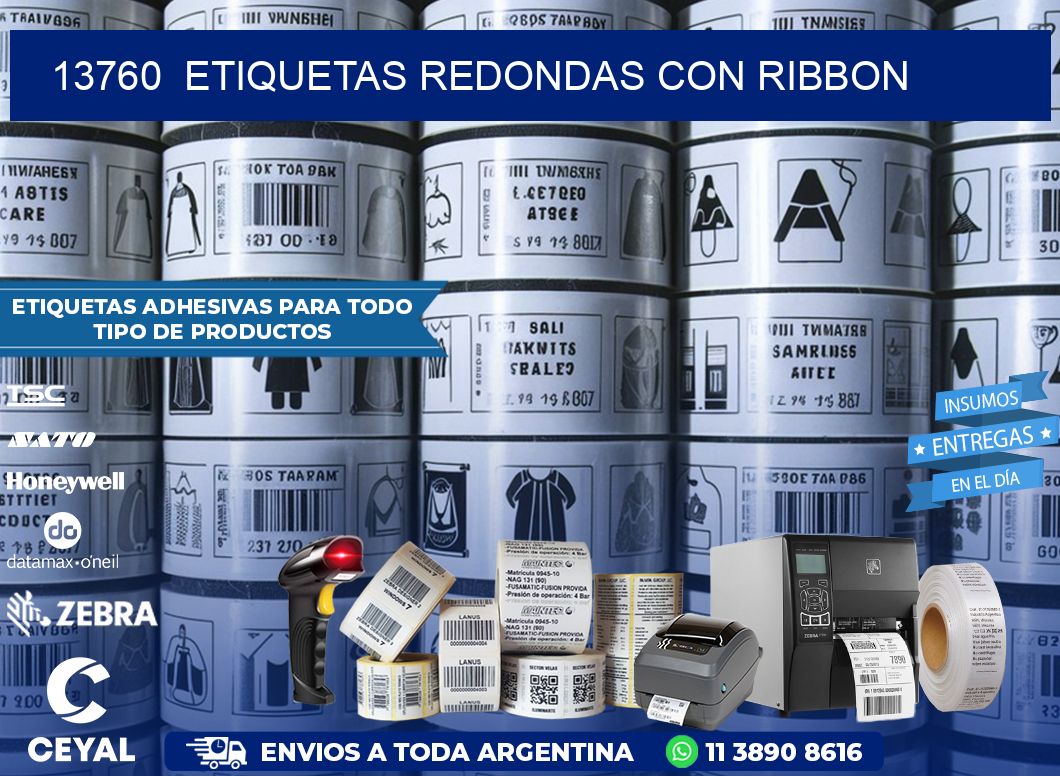 13760  ETIQUETAS REDONDAS CON RIBBON