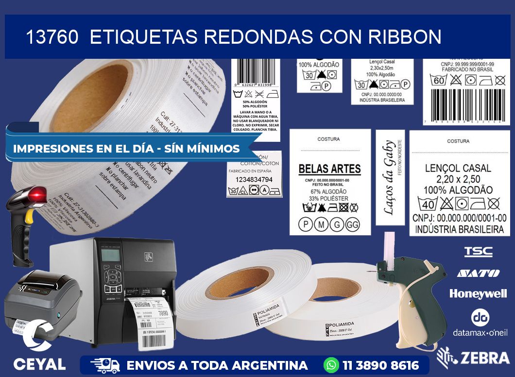 13760  ETIQUETAS REDONDAS CON RIBBON