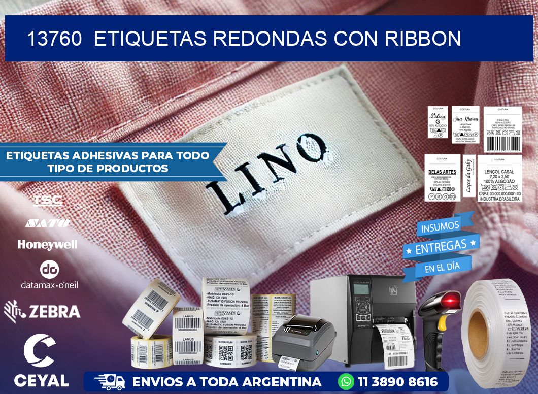 13760  ETIQUETAS REDONDAS CON RIBBON