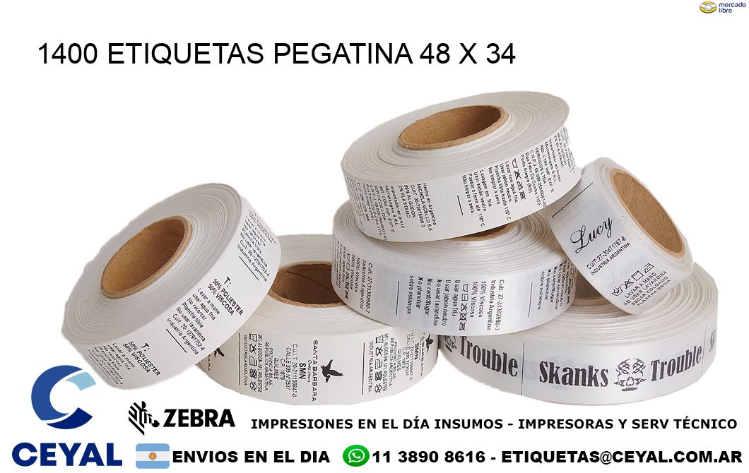 1400 ETIQUETAS PEGATINA 48 x 34