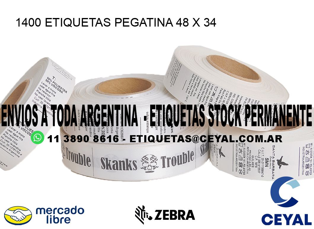 1400 ETIQUETAS PEGATINA 48 x 34