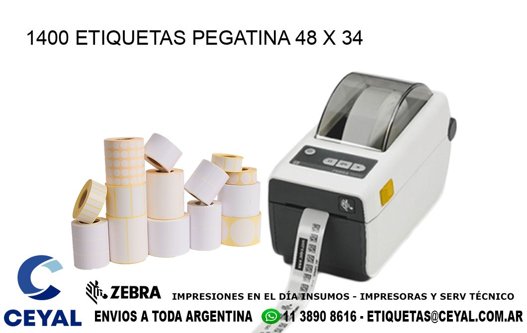 1400 ETIQUETAS PEGATINA 48 x 34