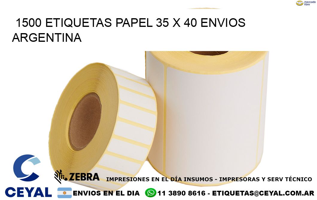 1500 ETIQUETAS PAPEL 35 x 40 ENVIOS ARGENTINA