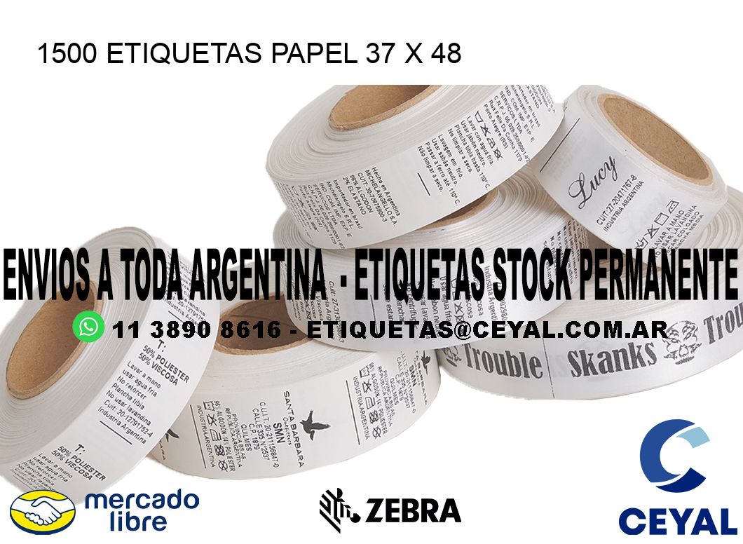 1500 ETIQUETAS PAPEL 37 x 48