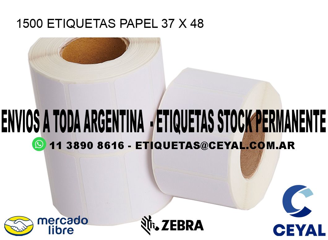 1500 ETIQUETAS PAPEL 37 x 48