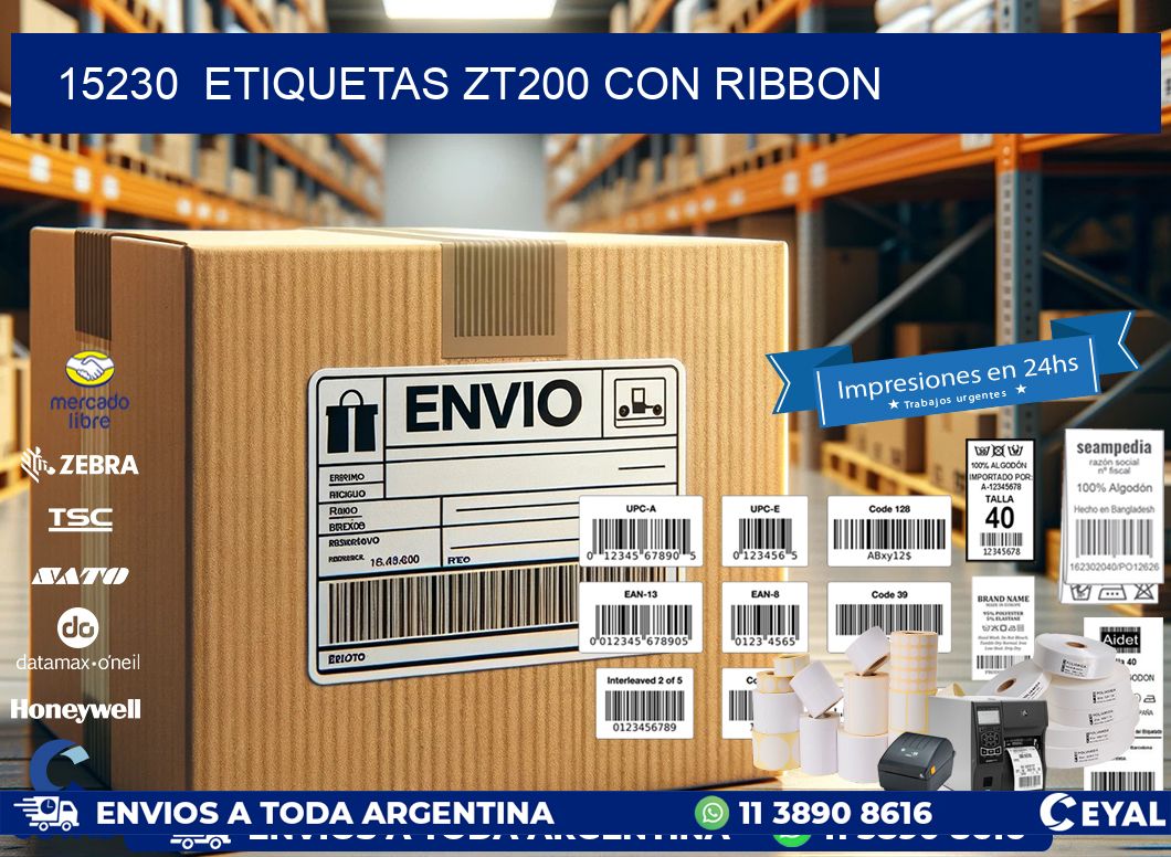 15230  ETIQUETAS ZT200 CON RIBBON