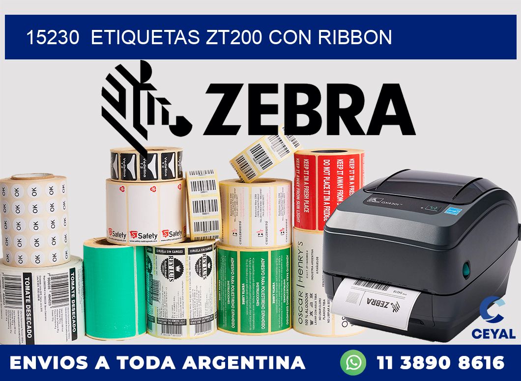 15230  ETIQUETAS ZT200 CON RIBBON