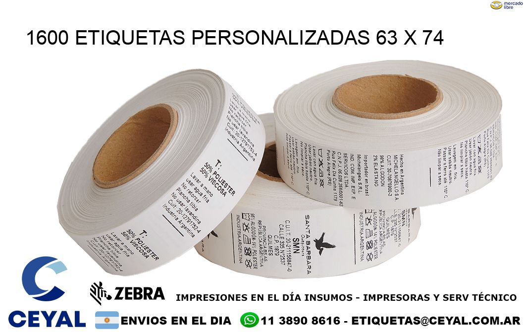 1600 ETIQUETAS PERSONALIZADAS 63 x 74