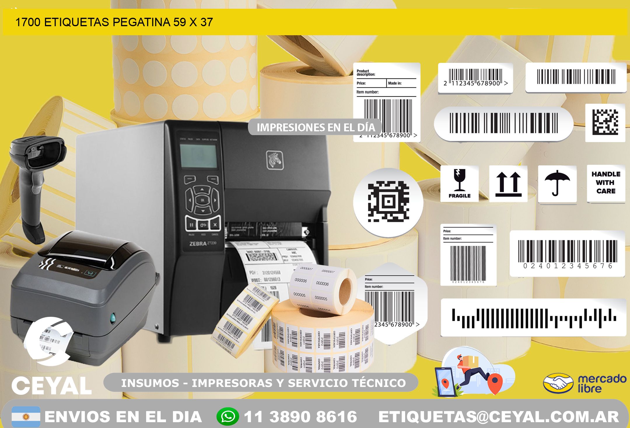 1700 ETIQUETAS PEGATINA 59 x 37