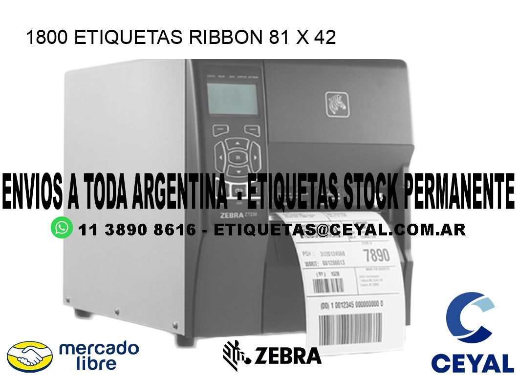 1800 ETIQUETAS RIBBON 81 x 42