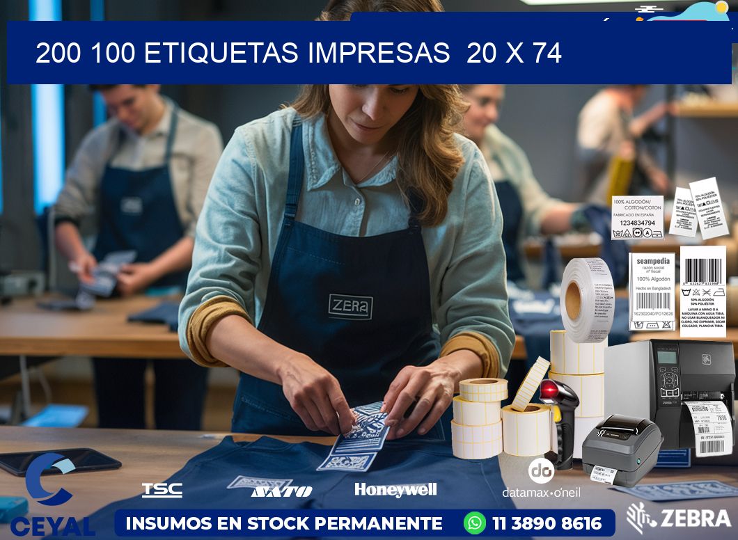 200 100 ETIQUETAS IMPRESAS  20 x 74