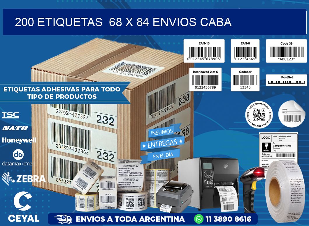 200 ETIQUETAS  68 x 84 ENVIOS CABA