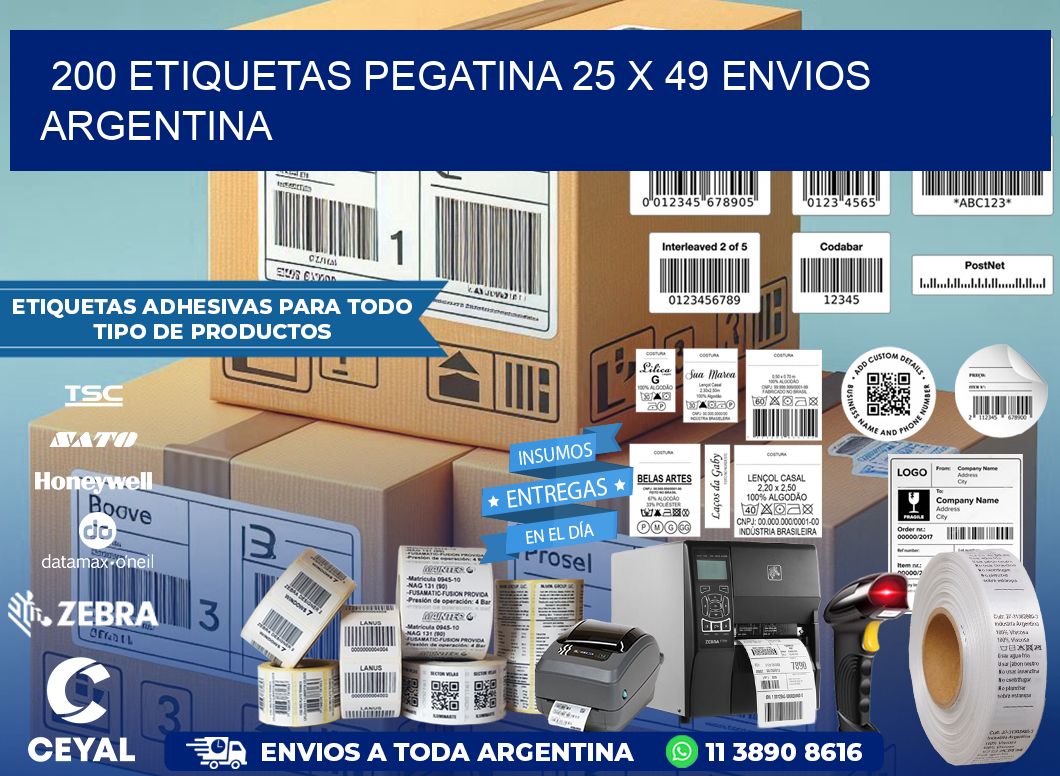 200 ETIQUETAS PEGATINA 25 x 49 ENVIOS ARGENTINA