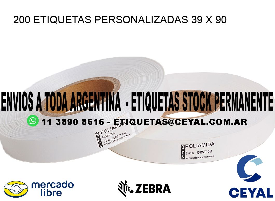 200 ETIQUETAS PERSONALIZADAS 39 x 90