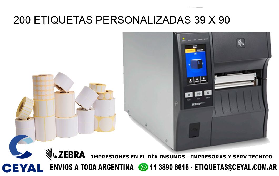 200 ETIQUETAS PERSONALIZADAS 39 x 90