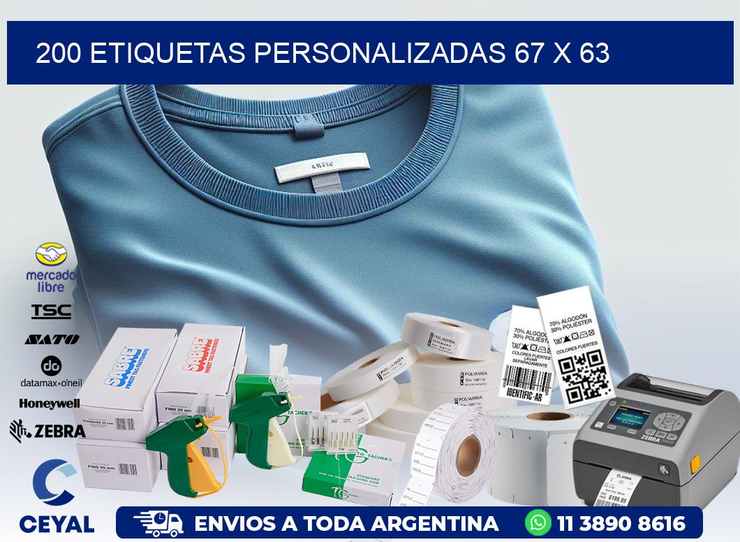 200 ETIQUETAS PERSONALIZADAS 67 x 63