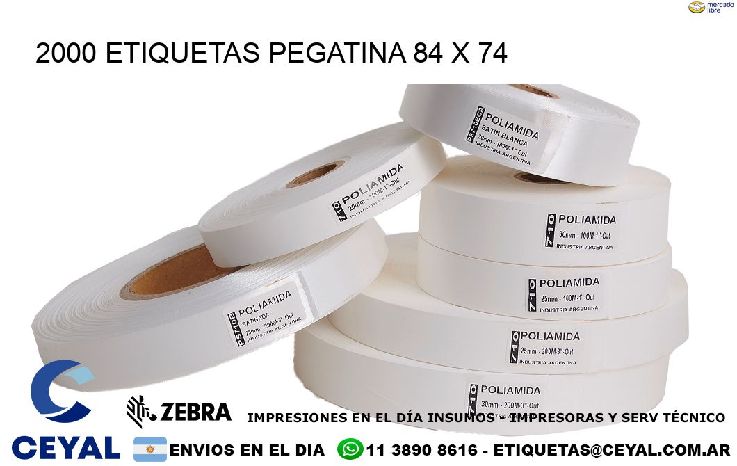 2000 ETIQUETAS PEGATINA 84 x 74