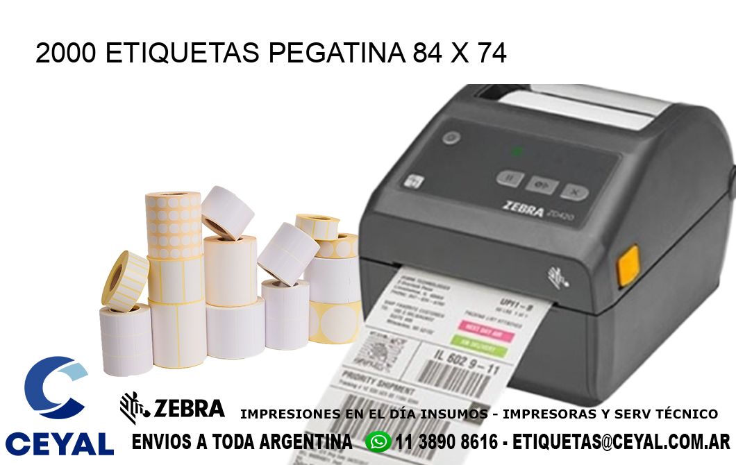 2000 ETIQUETAS PEGATINA 84 x 74