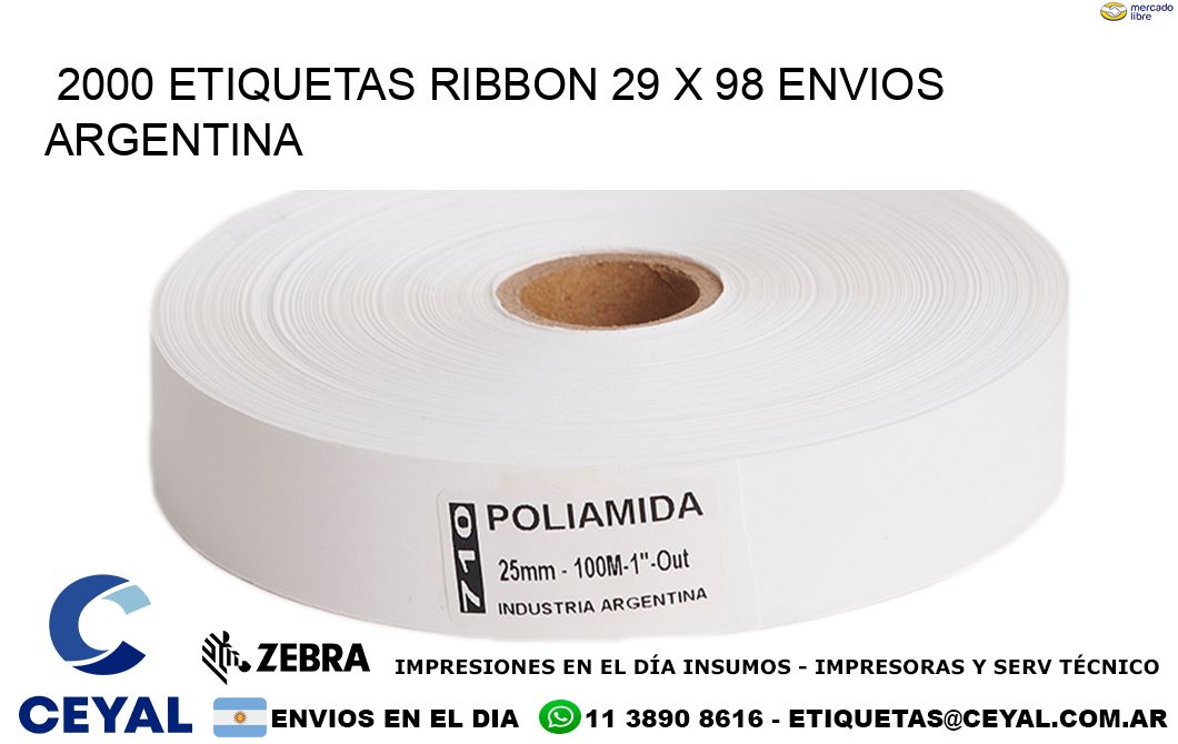 2000 ETIQUETAS RIBBON 29 x 98 ENVIOS ARGENTINA