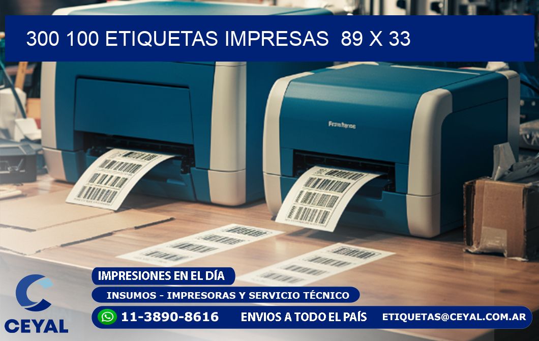 300 100 ETIQUETAS IMPRESAS  89 x 33