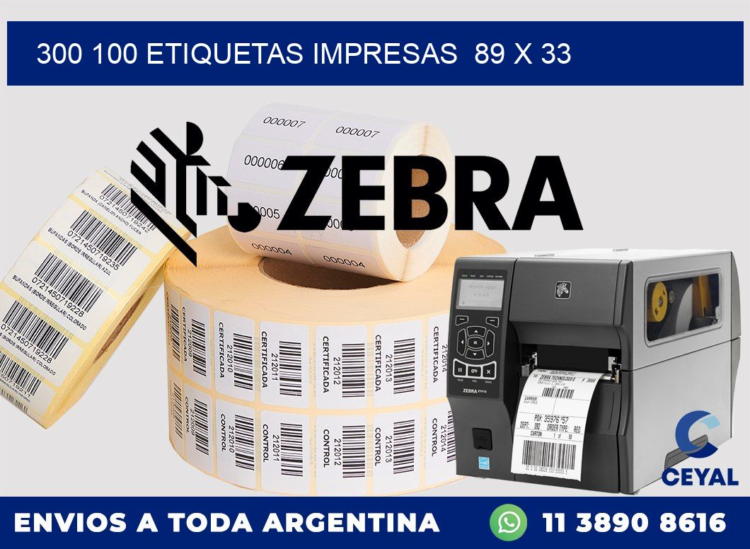 300 100 ETIQUETAS IMPRESAS  89 x 33