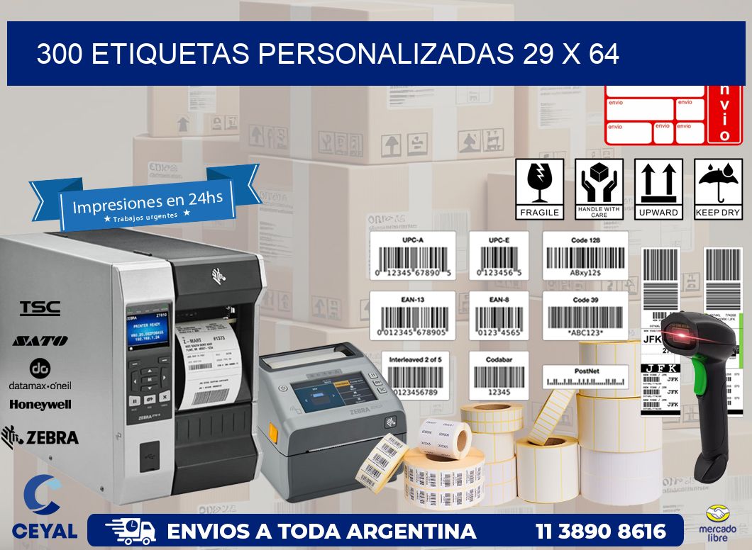 300 ETIQUETAS PERSONALIZADAS 29 x 64