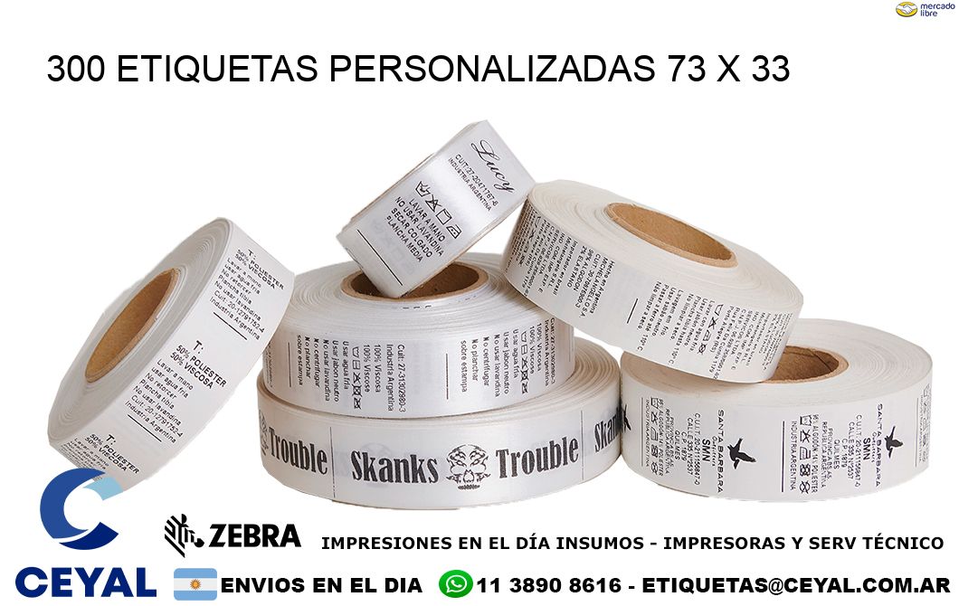 300 ETIQUETAS PERSONALIZADAS 73 x 33