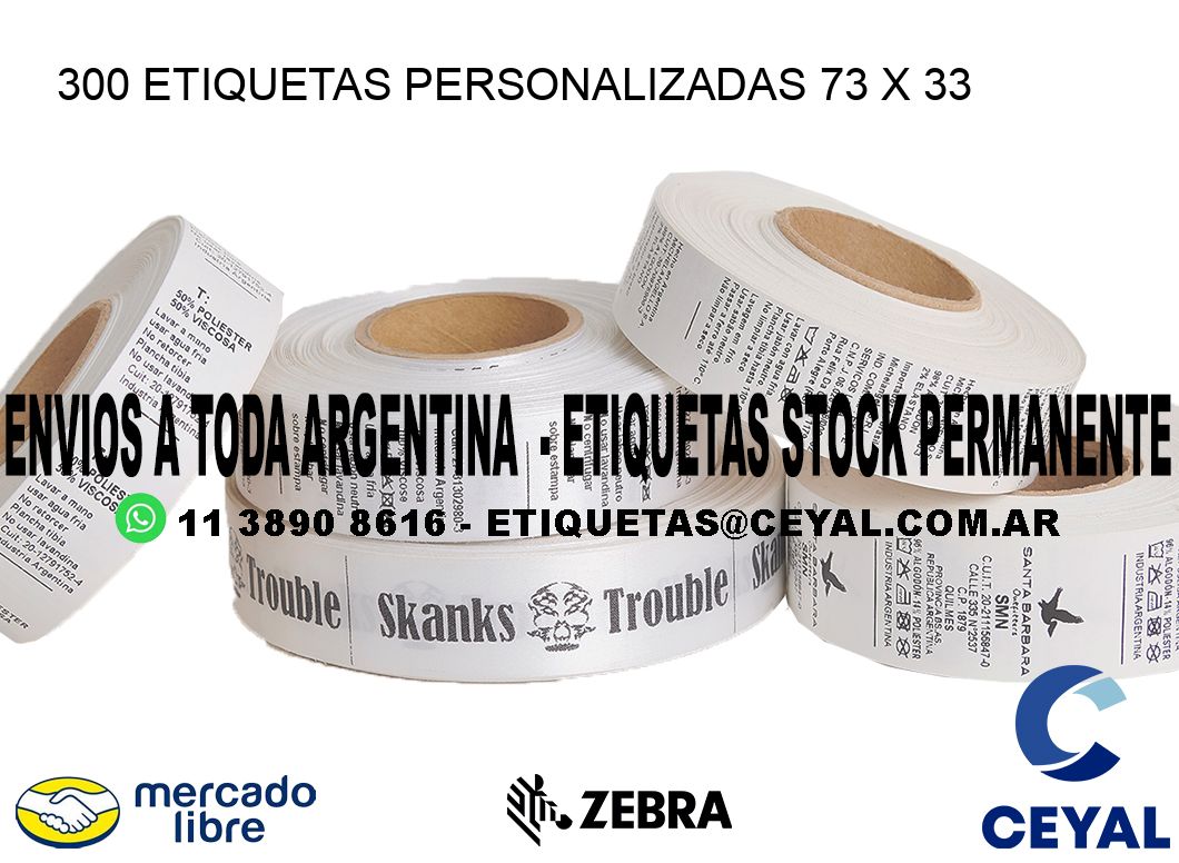 300 ETIQUETAS PERSONALIZADAS 73 x 33