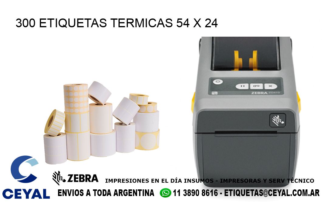 300 ETIQUETAS TERMICAS 54 x 24