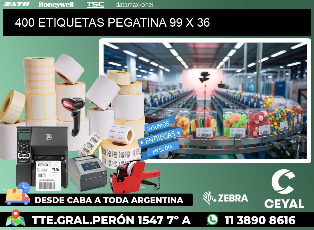 400 ETIQUETAS PEGATINA 99 x 36