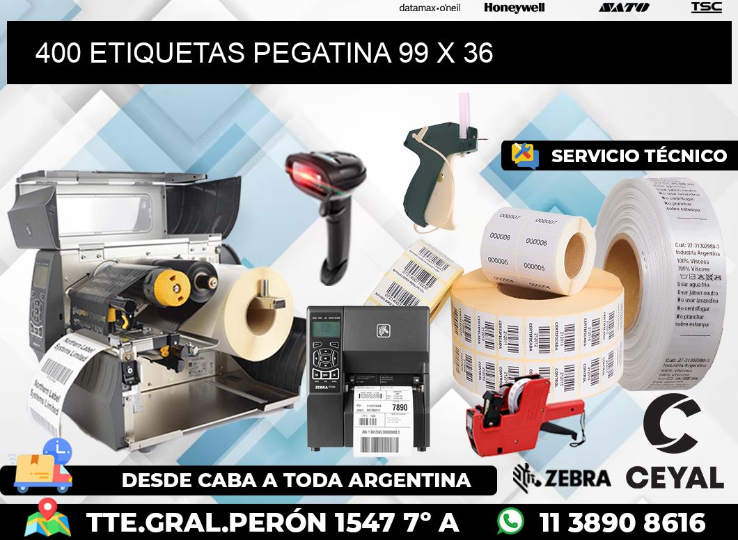 400 ETIQUETAS PEGATINA 99 x 36