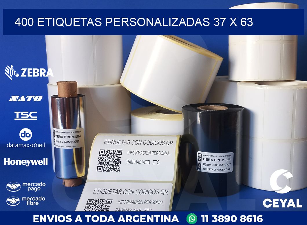 400 ETIQUETAS PERSONALIZADAS 37 x 63