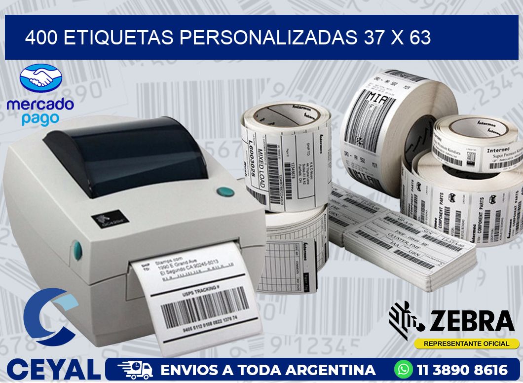 400 ETIQUETAS PERSONALIZADAS 37 x 63