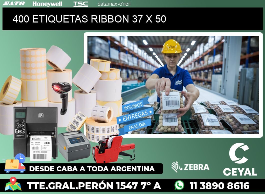400 ETIQUETAS RIBBON 37 x 50