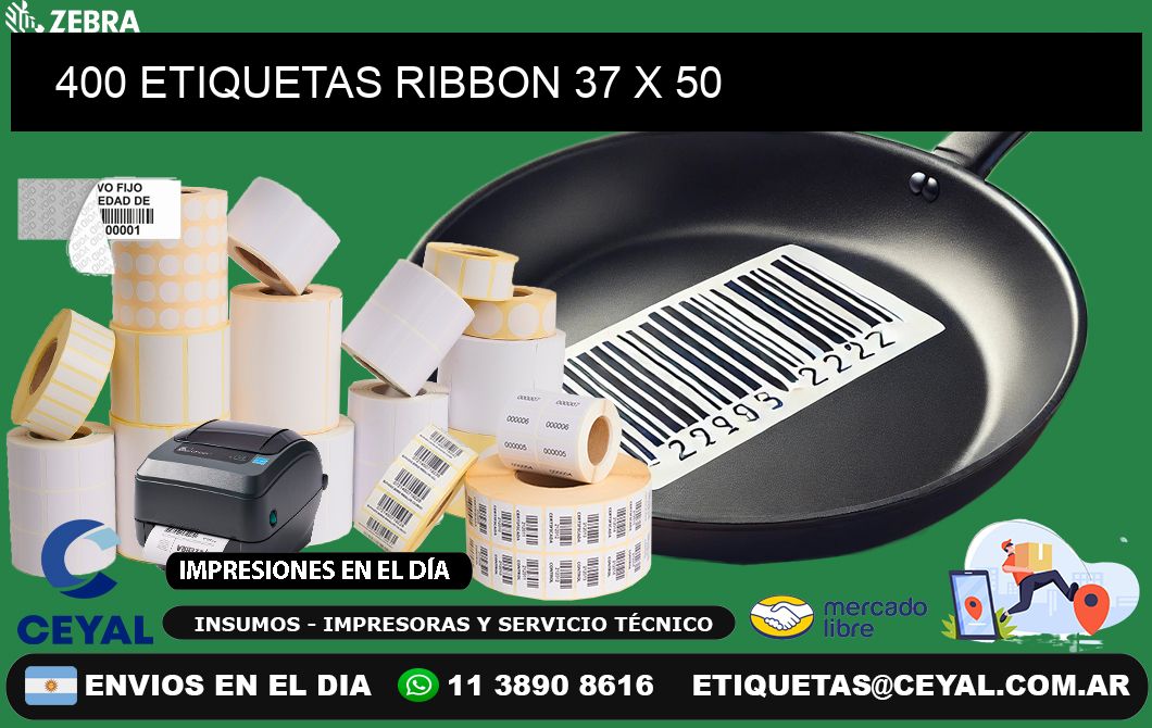 400 ETIQUETAS RIBBON 37 x 50