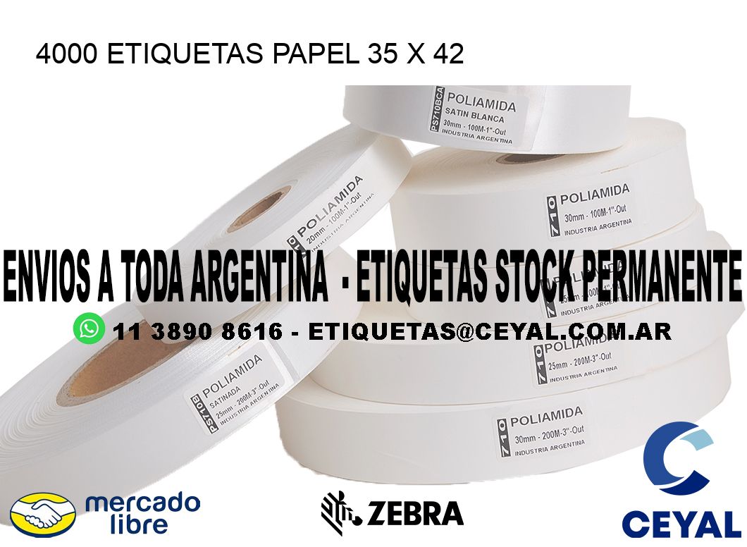 4000 ETIQUETAS PAPEL 35 x 42