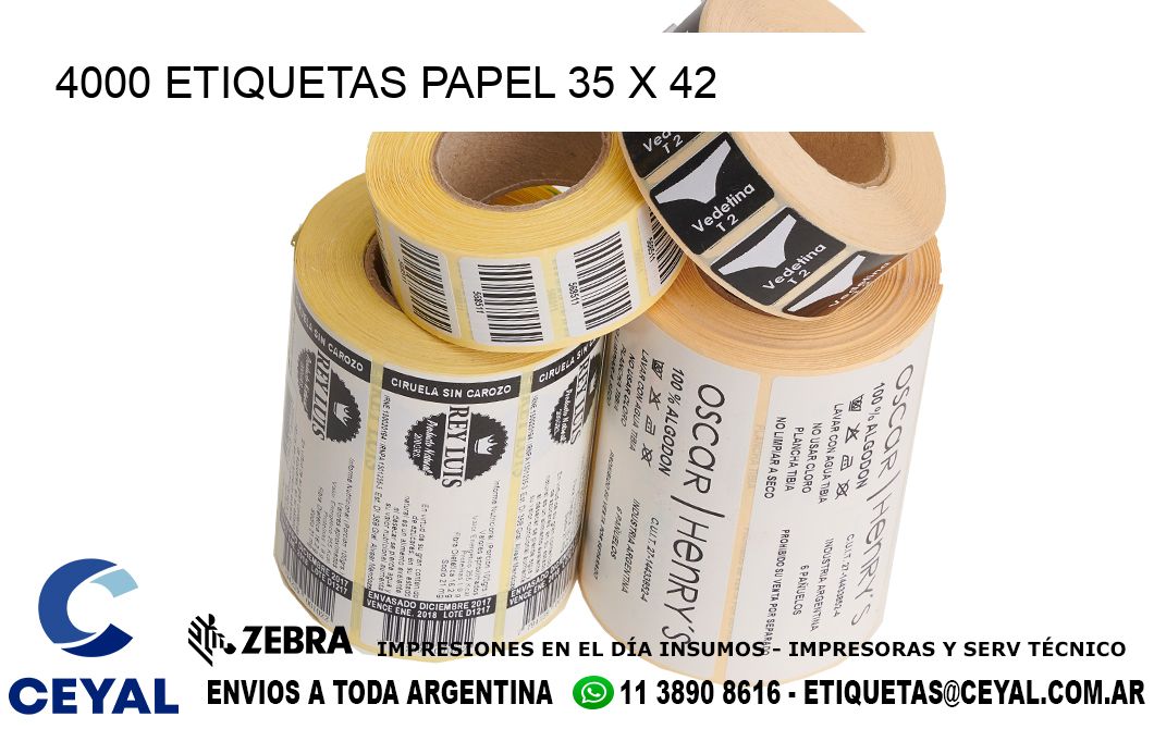 4000 ETIQUETAS PAPEL 35 x 42