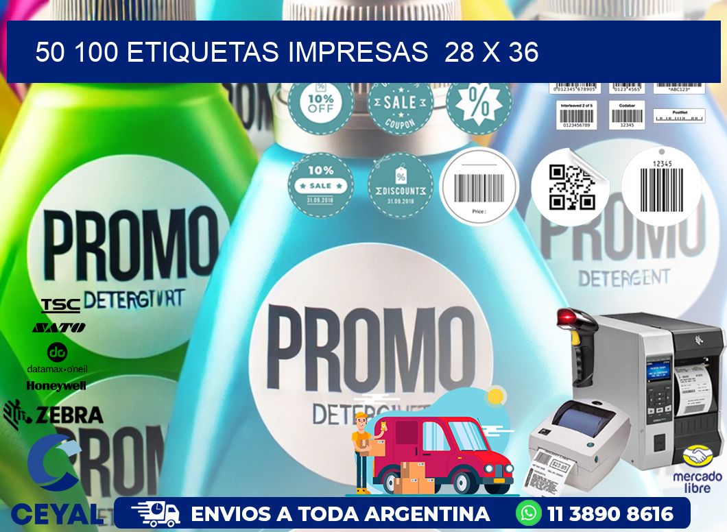 50 100 ETIQUETAS IMPRESAS  28 x 36