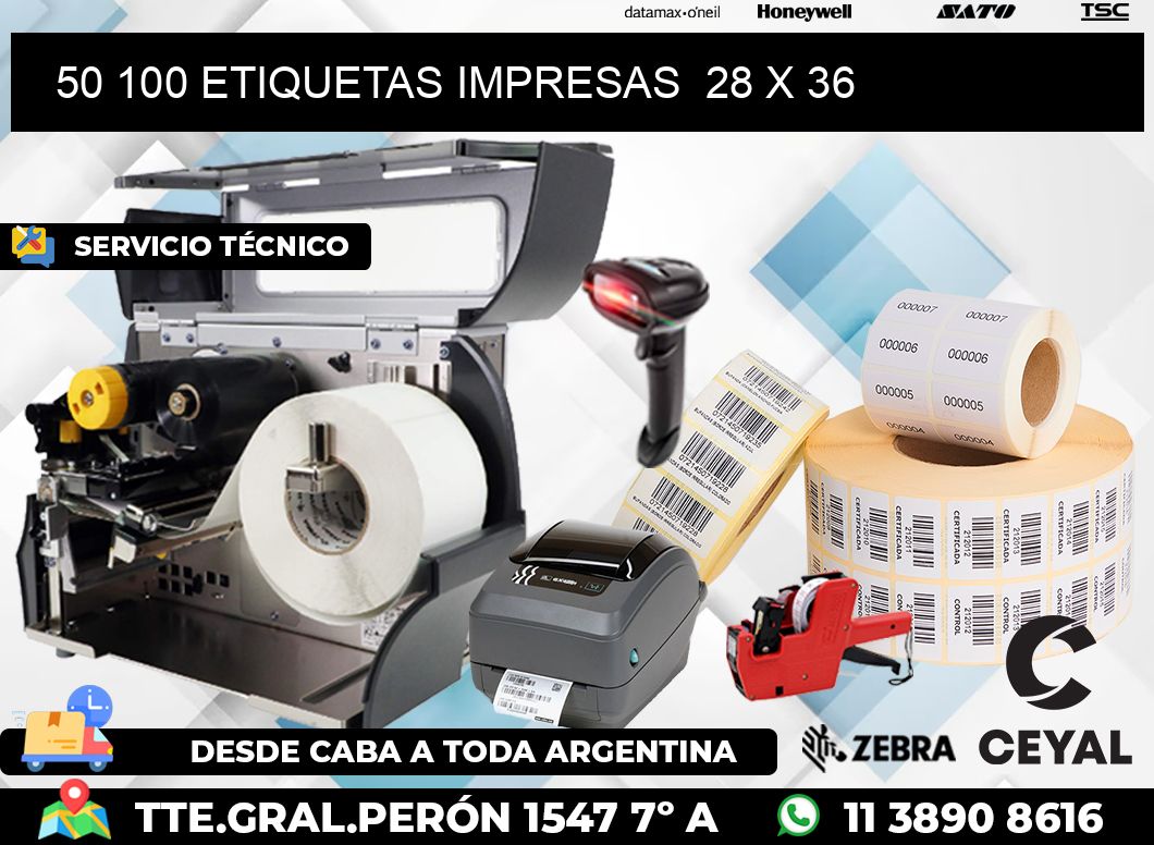 50 100 ETIQUETAS IMPRESAS  28 x 36