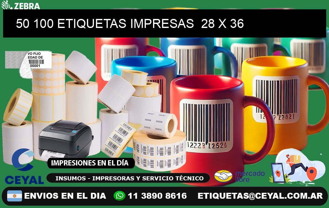 50 100 ETIQUETAS IMPRESAS  28 x 36