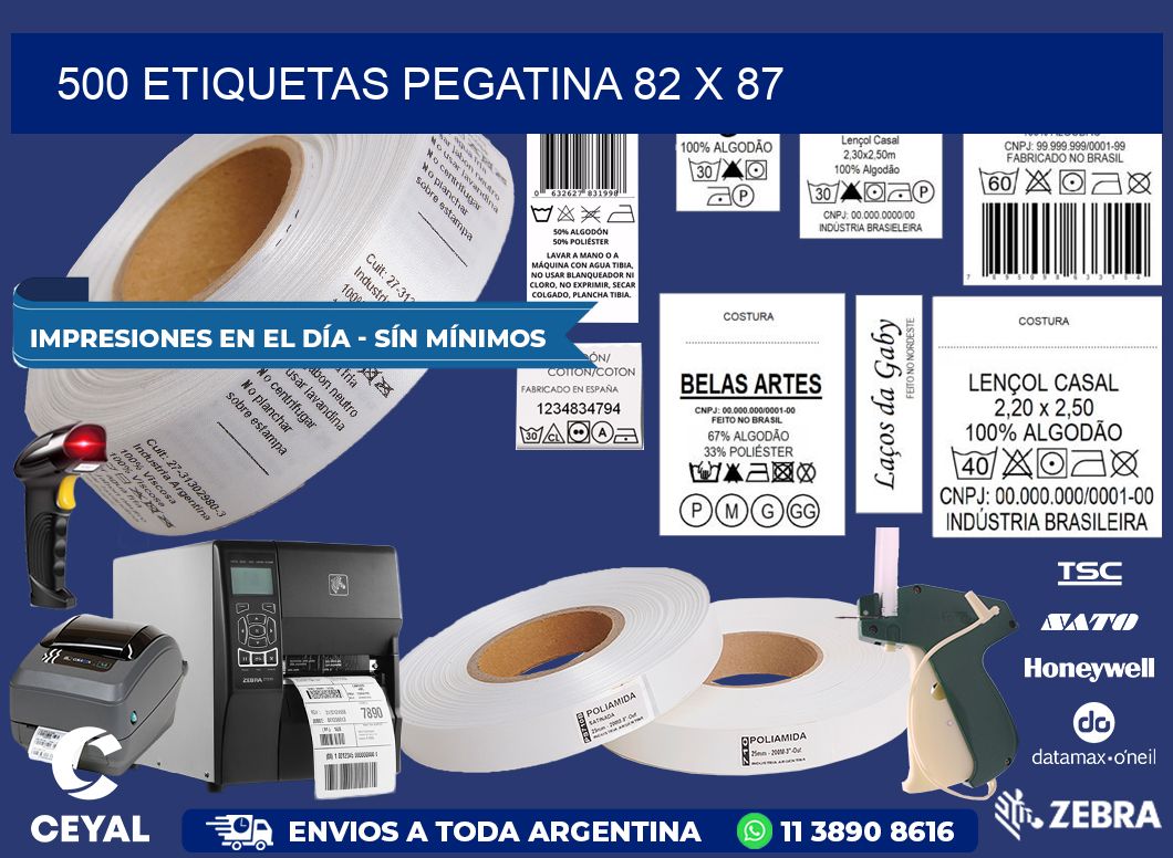 500 ETIQUETAS PEGATINA 82 x 87