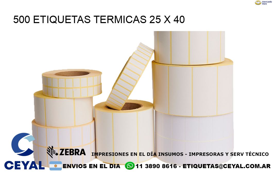 500 ETIQUETAS TERMICAS 25 x 40