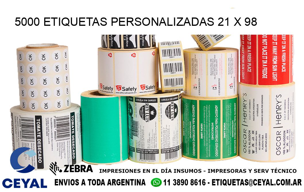 5000 ETIQUETAS PERSONALIZADAS 21 x 98