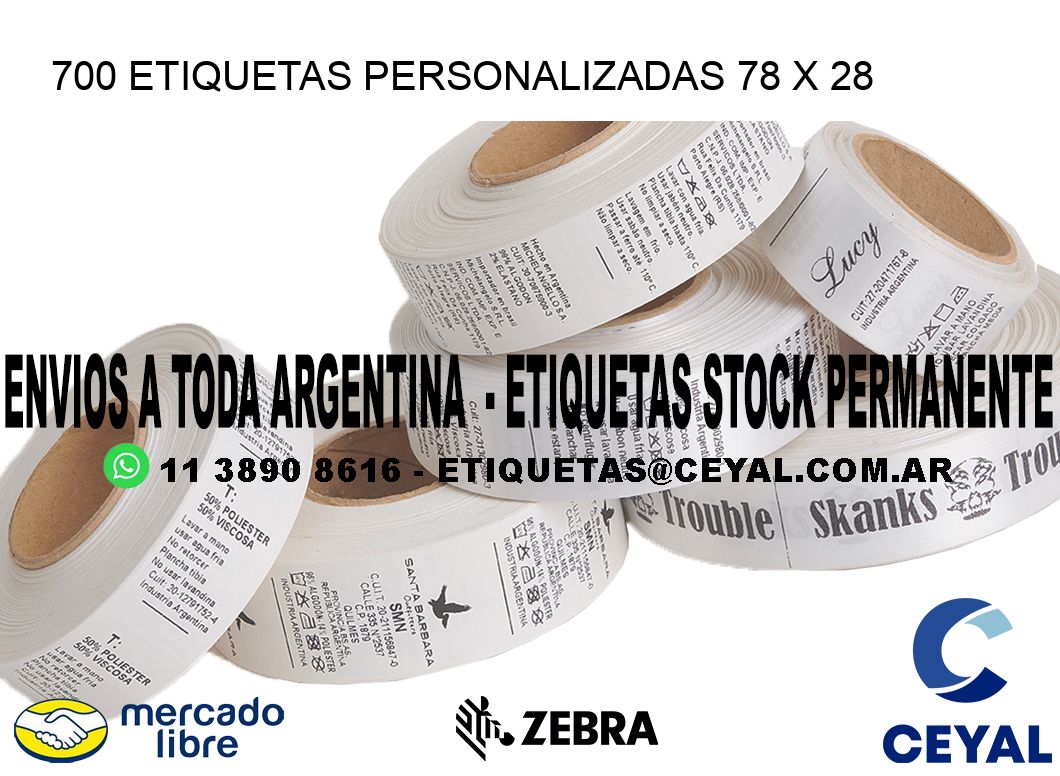 700 ETIQUETAS PERSONALIZADAS 78 x 28