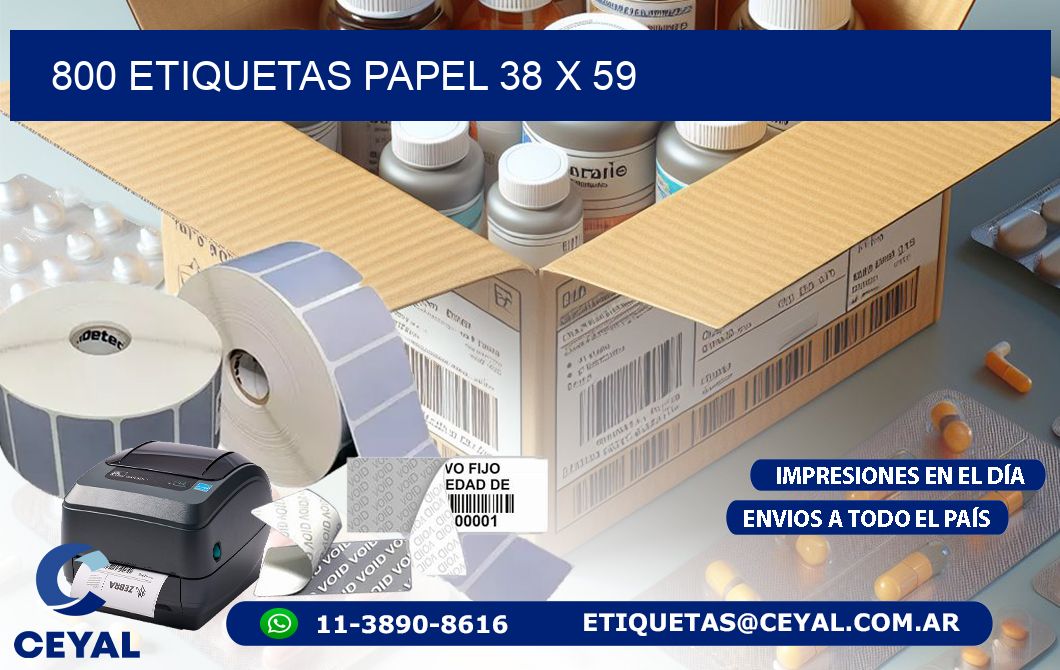 800 ETIQUETAS PAPEL 38 x 59