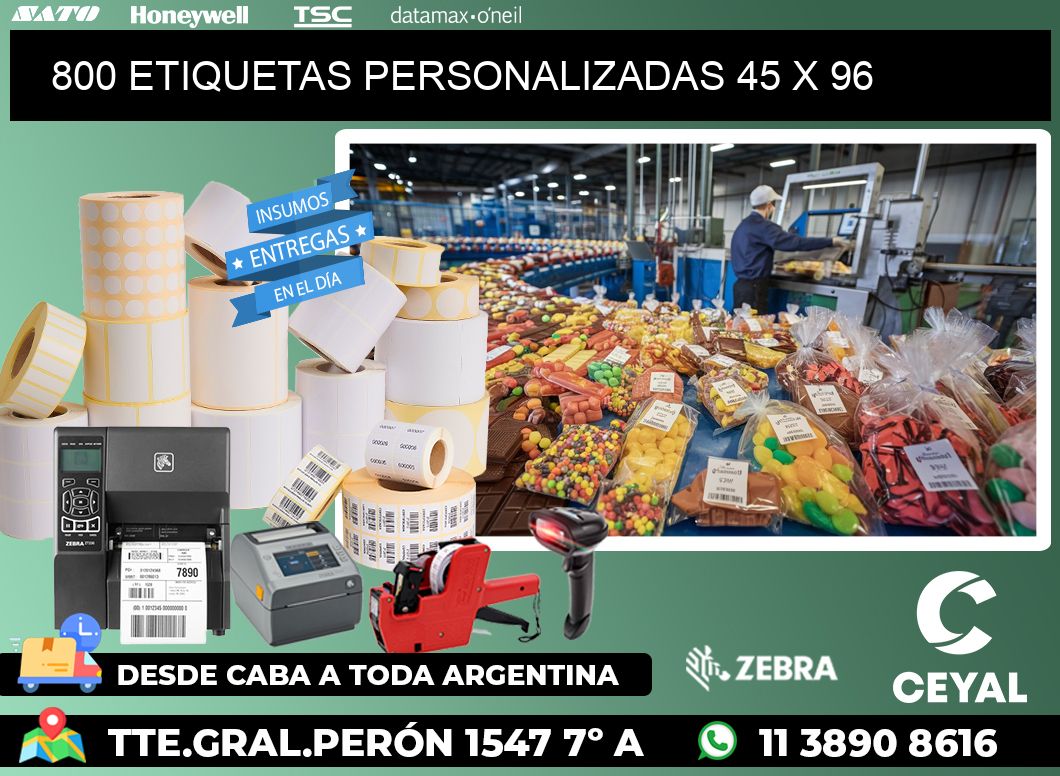 800 ETIQUETAS PERSONALIZADAS 45 x 96